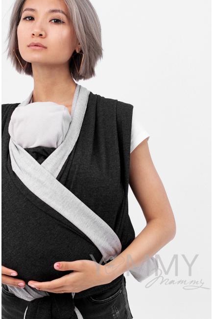 Слинг-шарф трикотажный двусторонний, серый/темно-серый