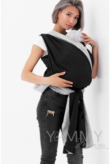 Слинг-шарф трикотажный двусторонний, серый/темно-серый