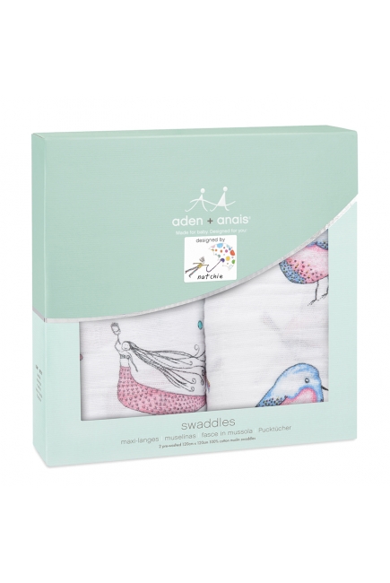 Муслиновые пеленки для новорожденных Aden Anais, большие, набор 2, Benita Bird
