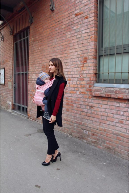 Эрго-рюкзак Карауш шарфовый с бамбуком растущий, Cranberry