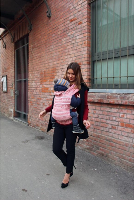 Эрго-рюкзак Карауш шарфовый с бамбуком растущий, Cranberry