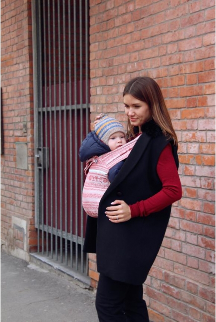 Эрго-рюкзак Карауш шарфовый с бамбуком растущий, Cranberry