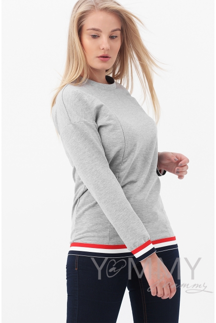 Джемпер для беременных и кормящих, цвет серый меланж