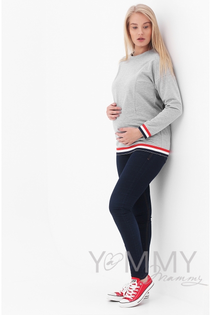 Джемпер для беременных и кормящих, цвет серый меланж