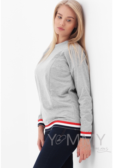 Джемпер для беременных и кормящих, цвет серый меланж