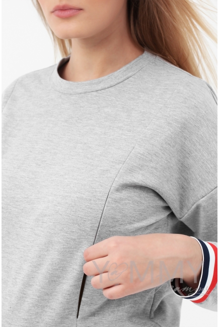 Джемпер для беременных и кормящих, цвет серый меланж