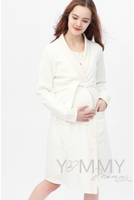 Комплект для роддома экрю/бежевые цветы