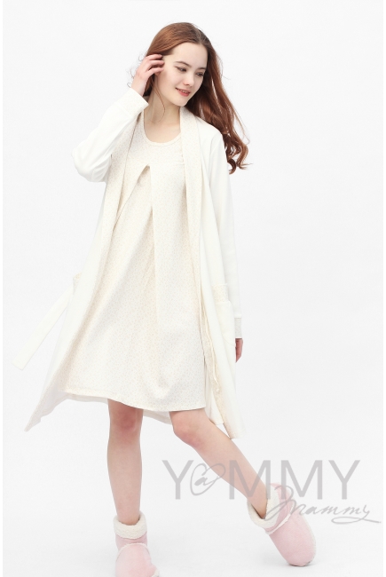 Комплект для роддома экрю/бежевые цветы