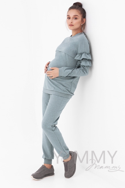 Костюм для кормящих и беременных, зеленый меланж