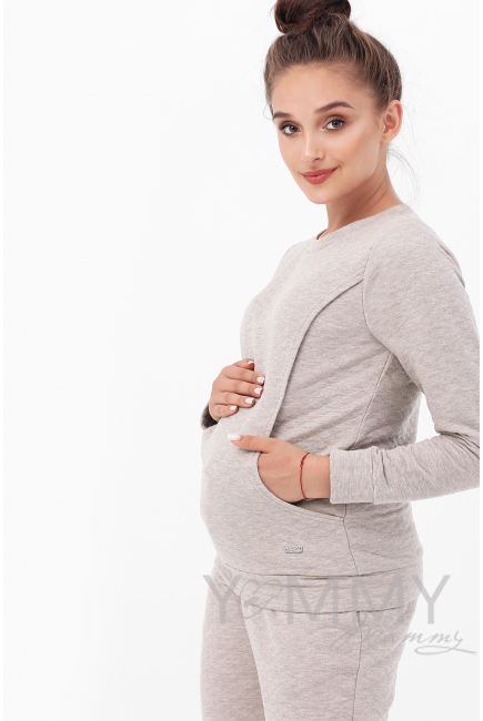 Костюм для кормящих и беременных, бежевый меланж