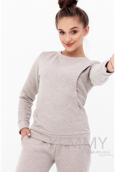 Костюм для кормящих и беременных, бежевый меланж