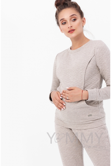Костюм для кормящих и беременных, бежевый меланж