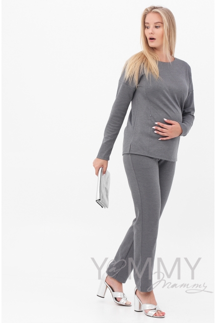 Костюм для беременных и кормящих, цвет серый меланж