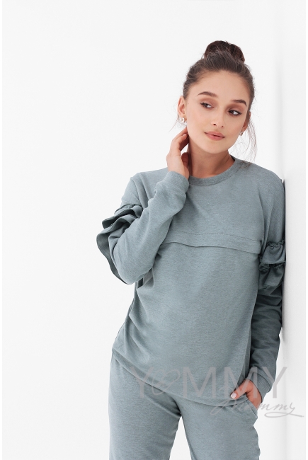 Костюм для кормящих и беременных, зеленый меланж