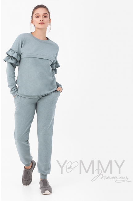 Костюм для кормящих и беременных, зеленый меланж