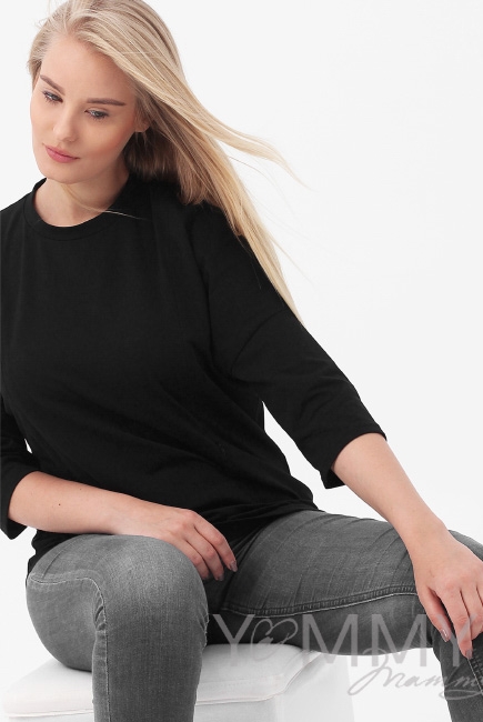 Лонгслив для кормящих и беременных, черный