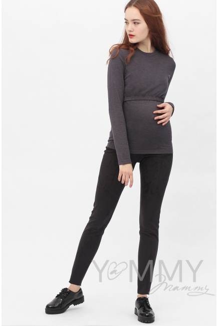 Лонгслив для кормящих и беременных, цвет антрацит
