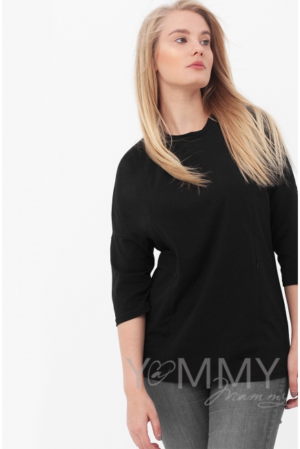 Лонгслив для кормящих и беременных, черный