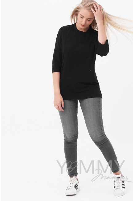 Лонгслив для кормящих и беременных, черный
