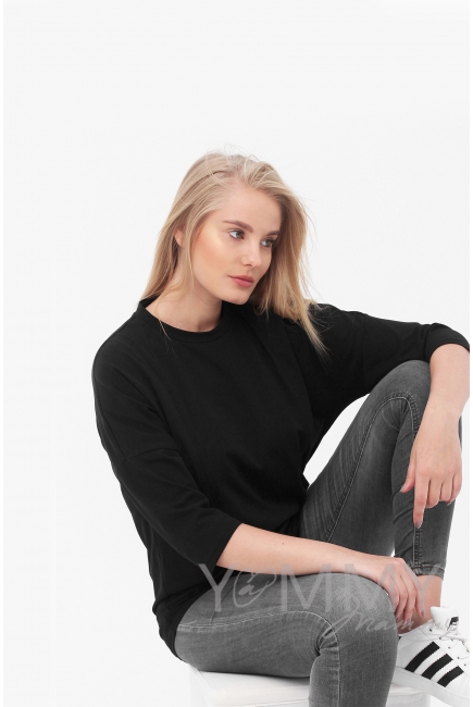 Лонгслив для кормящих и беременных, черный