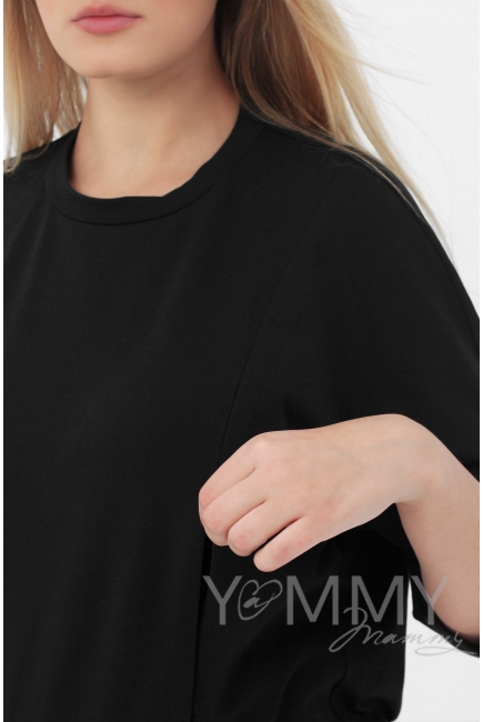 Лонгслив для кормящих и беременных, черный