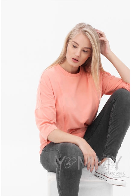 Лонгслив для беременных и кормящих, цвет персиковый