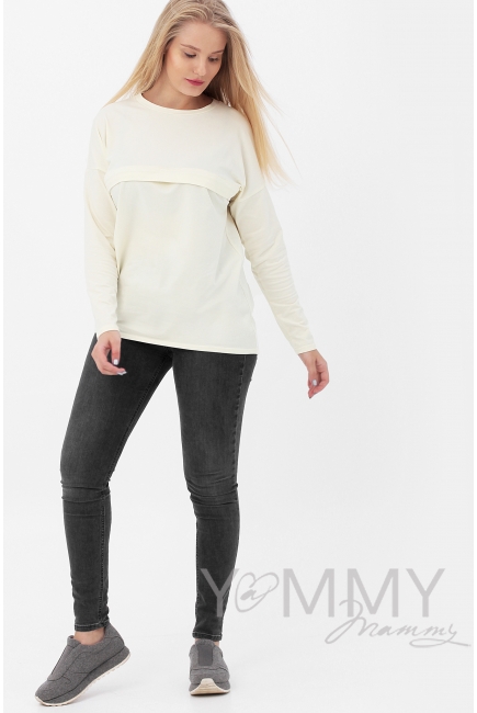 Лонгслив для беременных и кормящих с горизонтальной молнией, цвет экрю
