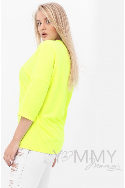 Лонгслив для кормящих и беременных, жёлтый неон