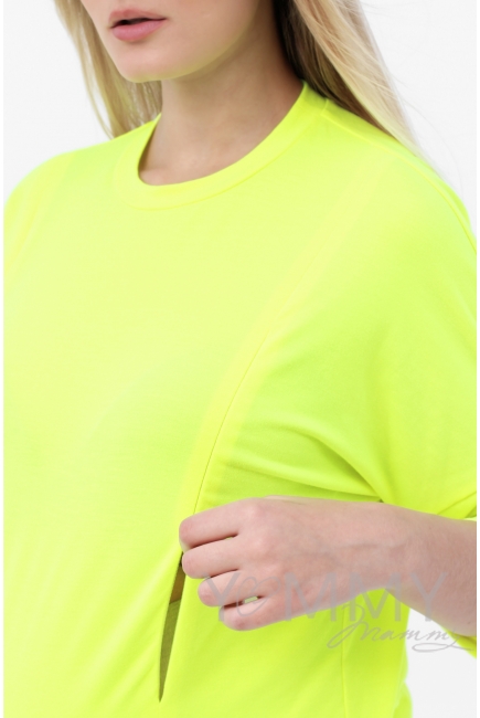 Лонгслив для кормящих и беременных, жёлтый неон