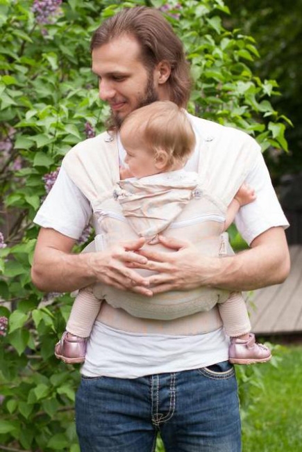 Эрго рюкзак шарфовый с бамбуком Karaush растущий, Peach