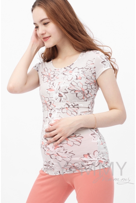 Пижама персиковая с цветочным принтом