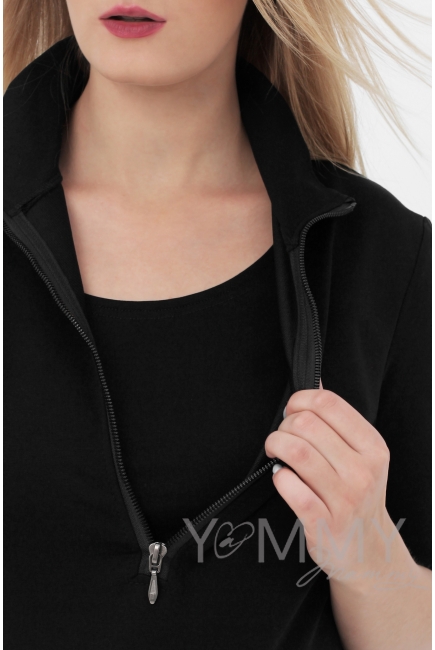 Платье для кормящих и беременных с молнией, черное