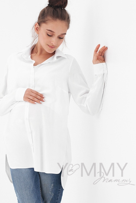 Рубашка для беременных и кормящих, белая