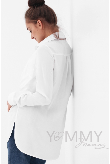 Рубашка для беременных и кормящих, белая