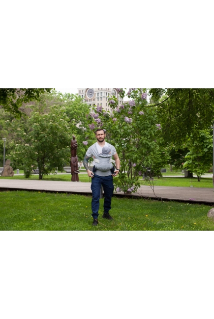 Эрго-рюкзак Карауш шарфовый с бамбуком растущий, Steel