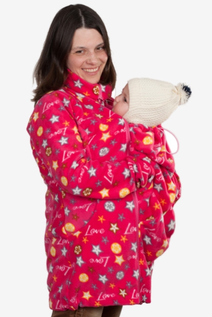 Флисовая слингокуртка и куртка для беременных, розовые звезды