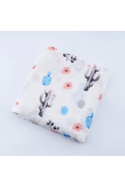 Муслиновая пеленка для новорожденных с бамбуком Diva, Grey Cactus