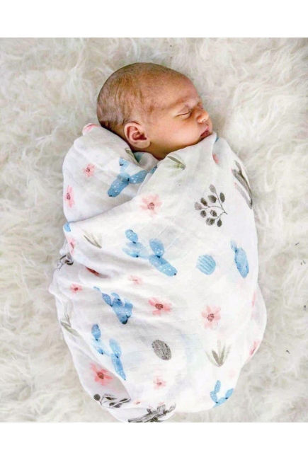 Муслиновая пеленка для новорожденных с бамбуком Diva, Grey Cactus