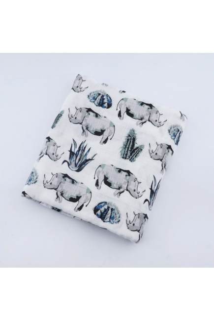 Муслиновая пеленка для новорожденных с бамбуком Diva большая, Rhino