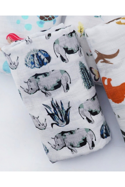Муслиновая пеленка для новорожденных с бамбуком Diva большая, Rhino