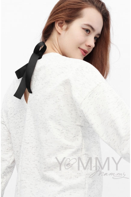 Свитшот для беременных и кормящих с лентами, экрю