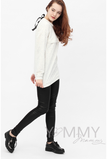 Свитшот для беременных и кормящих с лентами, экрю