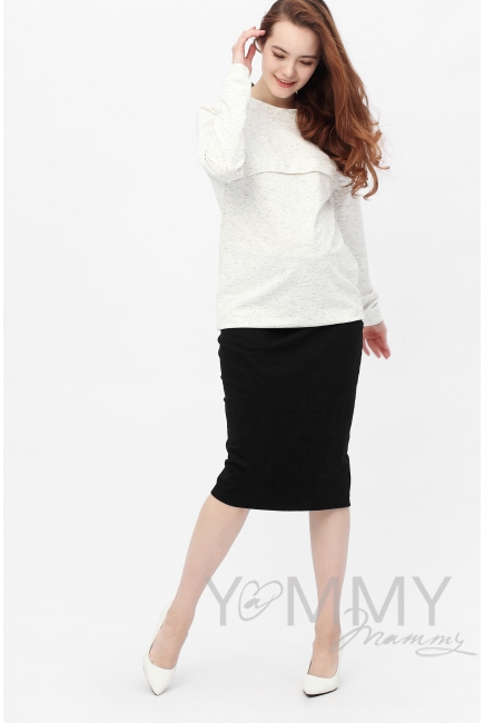 Свитшот для беременных и кормящих с лентами, экрю