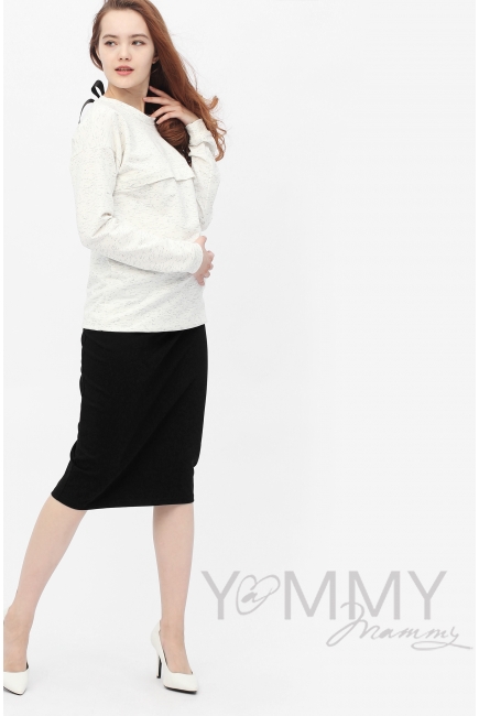 Свитшот для беременных и кормящих с лентами, экрю