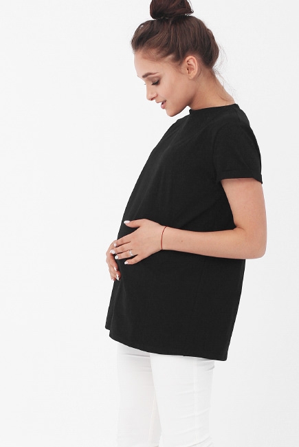 Футболка для кормящих и беременных с запахом на спине, черный