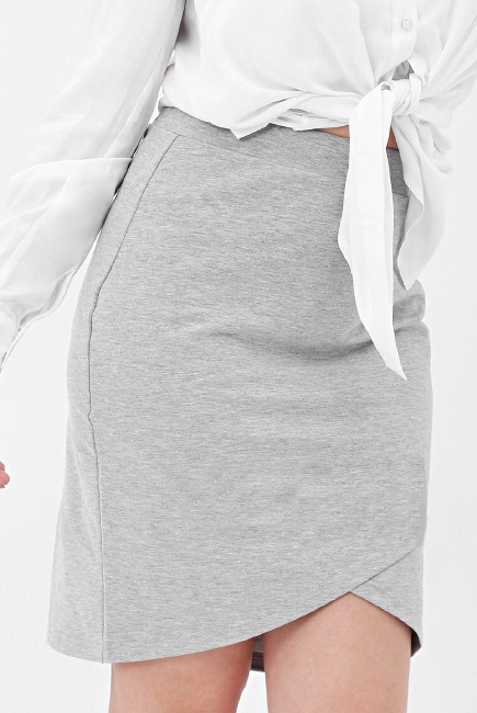 Юбка для беременных и родивших универсальная, из футера светло-серый меланж