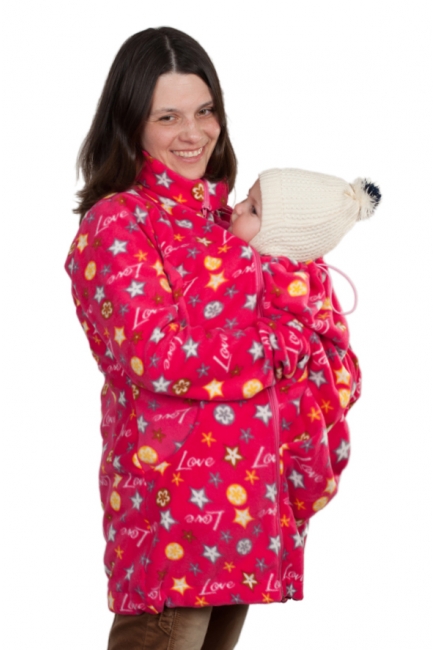 Флисовая слингокуртка и куртка для беременных, розовые звезды