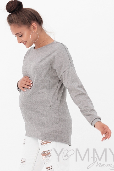 Джемпер для кормящих и беременных, цвет серый меланж