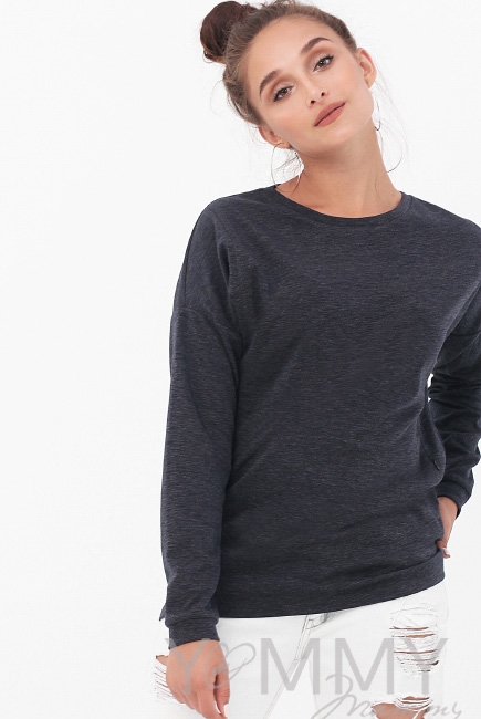 Джемпер для беременных и кормящих, синий меланж