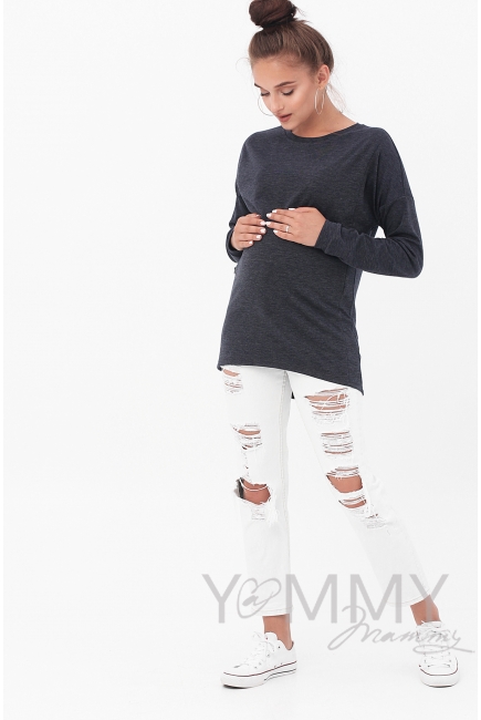 Джемпер для беременных и кормящих, синий меланж